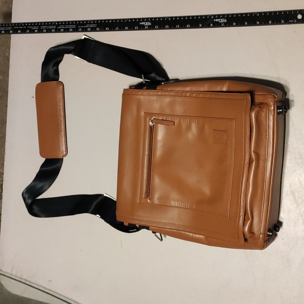 Genuine leather brown H2 Co laptop messenger bag